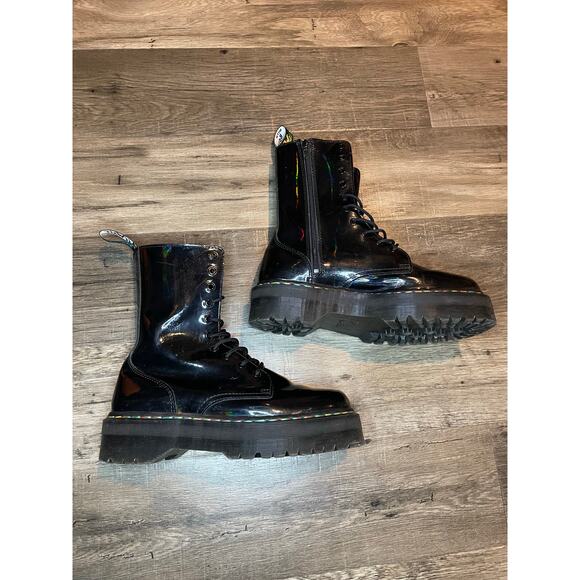 Dr. Martens Shoes - Dr. Martens Jadon Hi Black Combat Boots High Women’s 12 Rainbow Grunge Punk Boho
